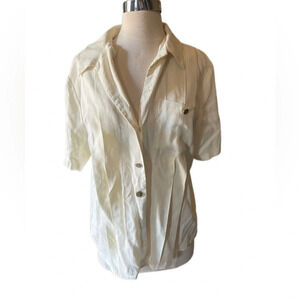 Vintage Melrose Short Sleeve Beige Button Down Shirt Blouse